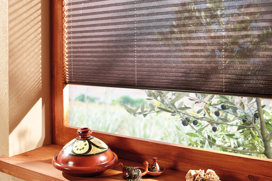 Freihängendes Fenster Plissee Muster REFLEXA mit Sichtschutz als 